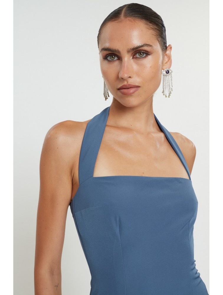 MIX AND MATCH Alba Midi Dress Blue Raf Μίντι Φόρεμα